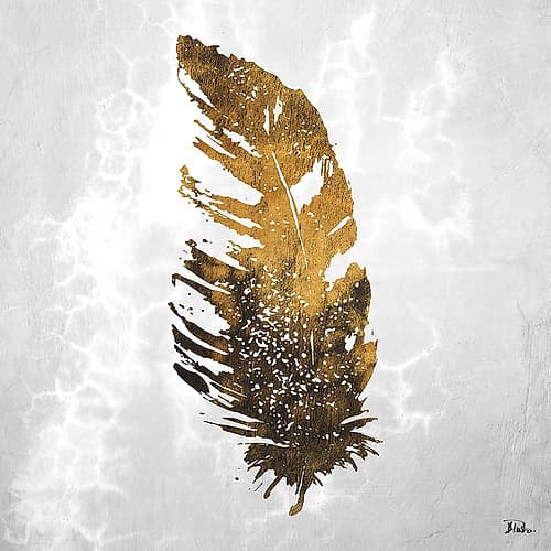 Gold Watercolor Feather II Decorative Print