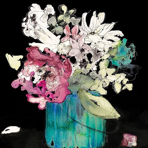Flower Burst on Black II Art Print