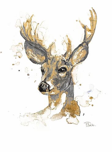 Gold Antlers I Wildlife Print