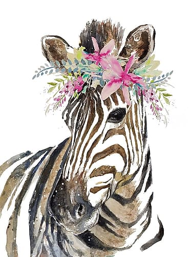 Whimsical Water Zebra Wildlife Print