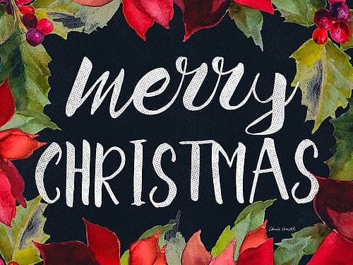 Poinsettias and Greetings I Art Print