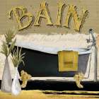 Gold and Black Bath Square I Bathroom Art Print