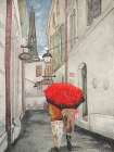 Red Umbrella I Art Print