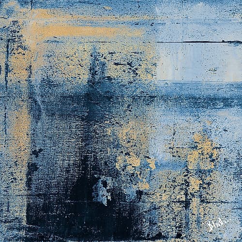 Gold on Blue Squarel II Art Print