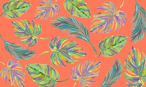 Colorful Leaves Scatter Pattern Tropical Print