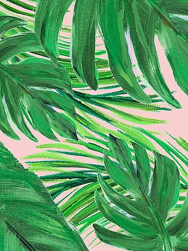 Green Palms on Blush II Tropical Print