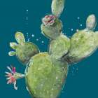 Natural Desert Cactus On Blue I Art Print