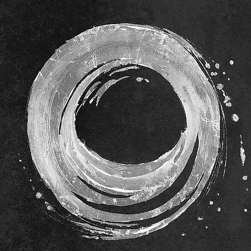 Silver Circle on Black Minimalist Print