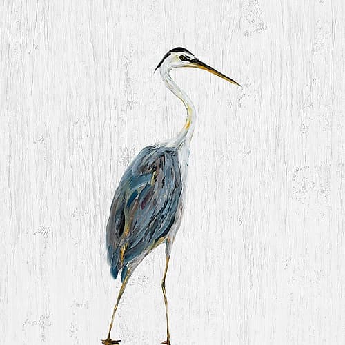 Heron on Whitewash II Art Print