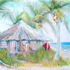 Beach Hut Art Print