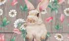Bunny with Spring Florals Art Print