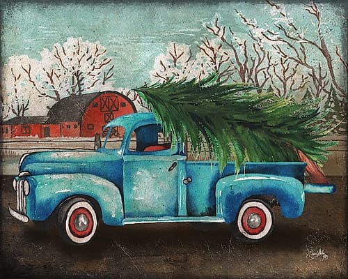 Blue Truck and Tree I Art Print