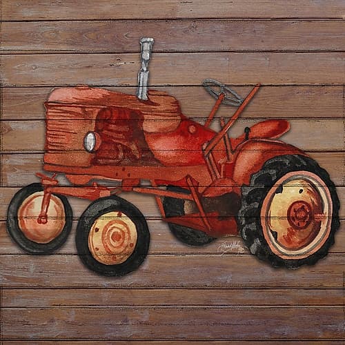 Tractor on Wood II Art Print
