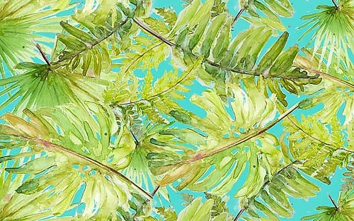 New Greens on Blue Nature Print