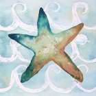 Sea Creatures on Waves I Art Print