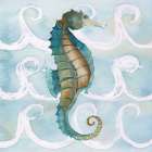 Sea Creatures on Waves II Art Print