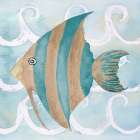 Sea Creatures on Waves IV Art Print