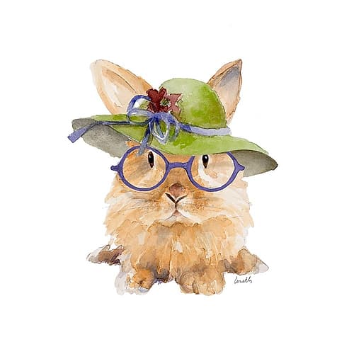 Trendy Meadow Buddy III (Purple Round Glasses) Art Print