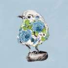 The Blue Floral Bird I Art Print
