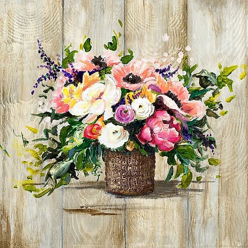 Basket with Flowers Art Print