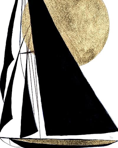 Midnight Black Sailing Coastal Print