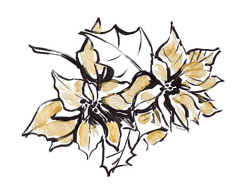 Poinsettias with Gold I Art Print