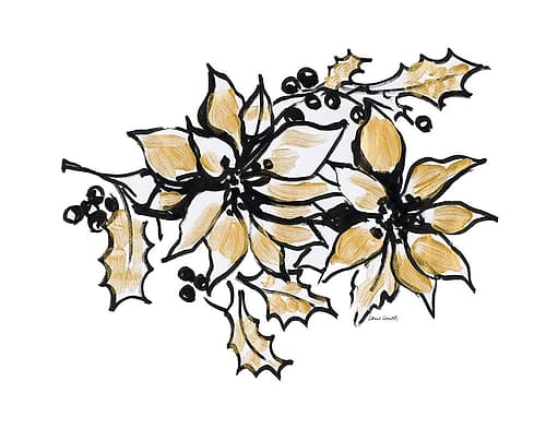 Poinsettias with Gold II Art Print