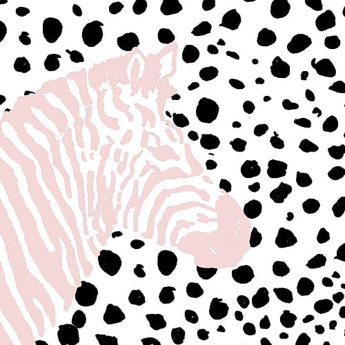 Pink Zebra On Dots Art Print