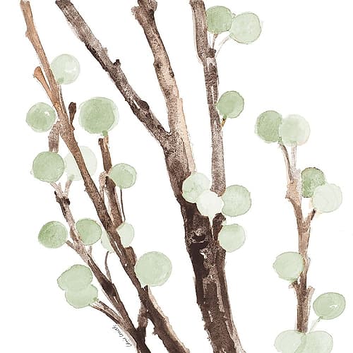 Mint Berry Stems Art Print