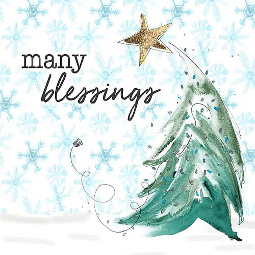 Blue Whimsical Christmas III Art Print