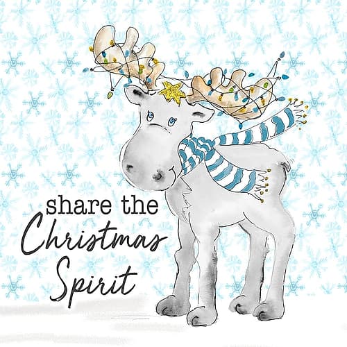 Blue Whimsical Christmas II Art Print
