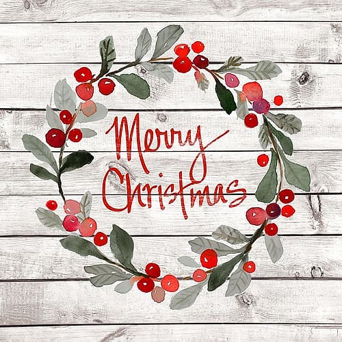 Merry Christmas Wreath Art Print