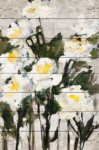 Long Stem Roses on Wood Art Print