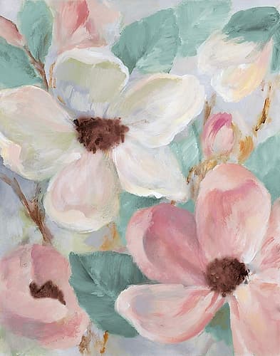 Silently Bloom Teal I Art Print