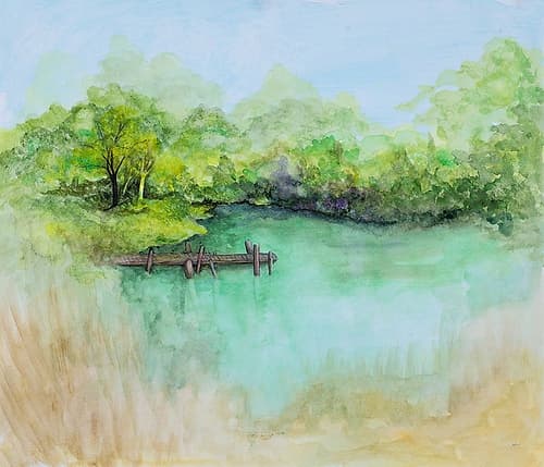 Watercolor River Leisure Print