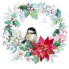 Poinsettia Wreath with Bird Art Print