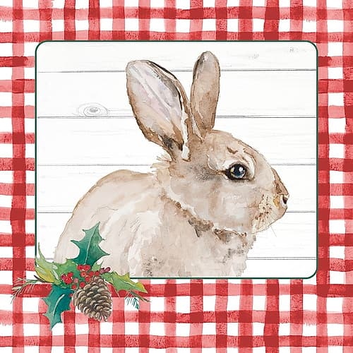Red Plaid Woodland I Holidays Print