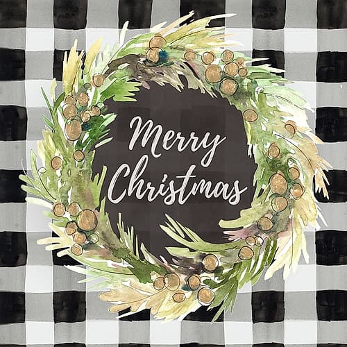 Buffalo Plaid Christmas Wreath Art Print