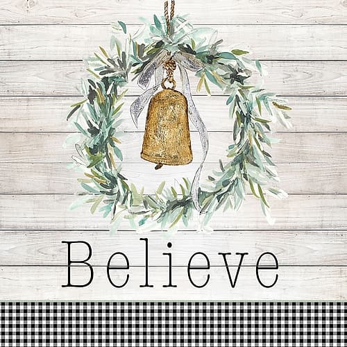 Believe Bell Wreath Art Print