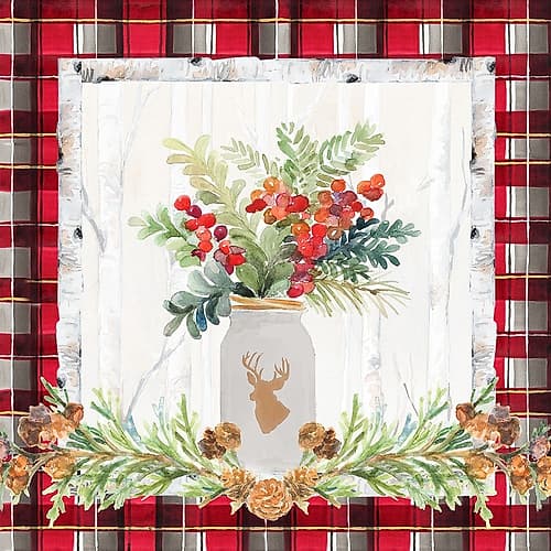 Holiday Sprig on Plaid II Art Print