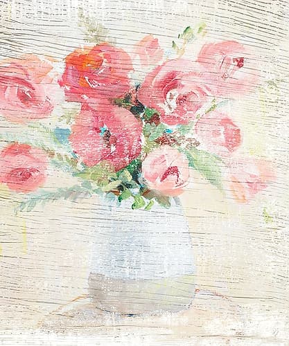 Peonies on Wood Art Print