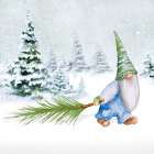 Gnomes on Winter Holiday I Art Print