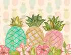 Pineapple Trio with Flowers Art Print