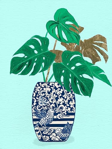 Jungle Leaves in Vase Art Print