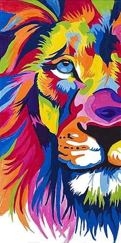 Colorful Lion Portrait Wildlife Print