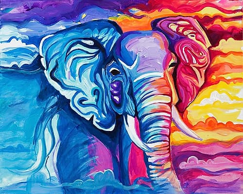 Elephant in Vibrant Colors Wildlife Print