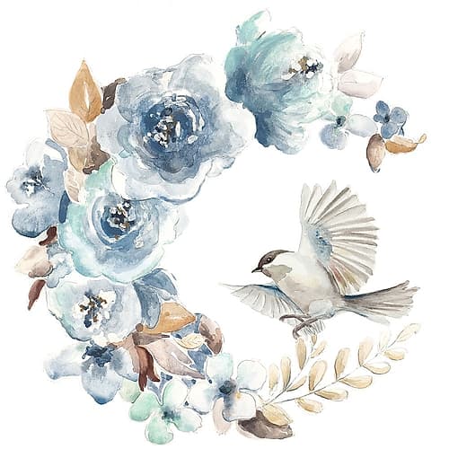 Floral with Bird I Art Print