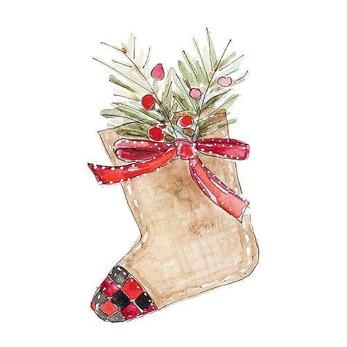 Burlap Stocking Ornament I Art Print
