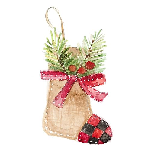 Burlap Stocking Ornament II Art Print