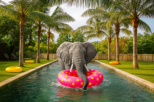 Elephant Enjoying the Pool Art Print